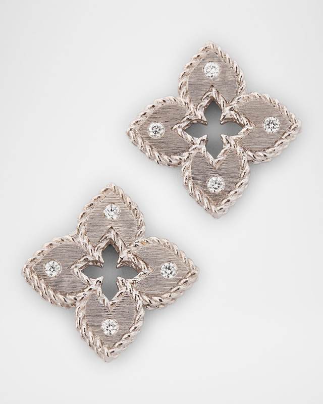 18K White Gold Diamond Venetian Princess Earrings